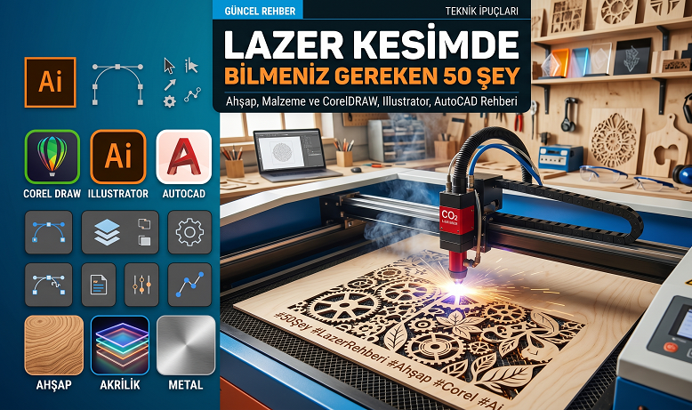 Lazer Kesimde Bilmeniz Gereken 50 Şey: Ahşap, Malzeme ve CorelDRAW, Illustrator, AutoCAD Rehberi